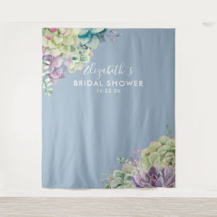 Bridal Shower Photo Backdrop Watercolor Succulents Tapestry