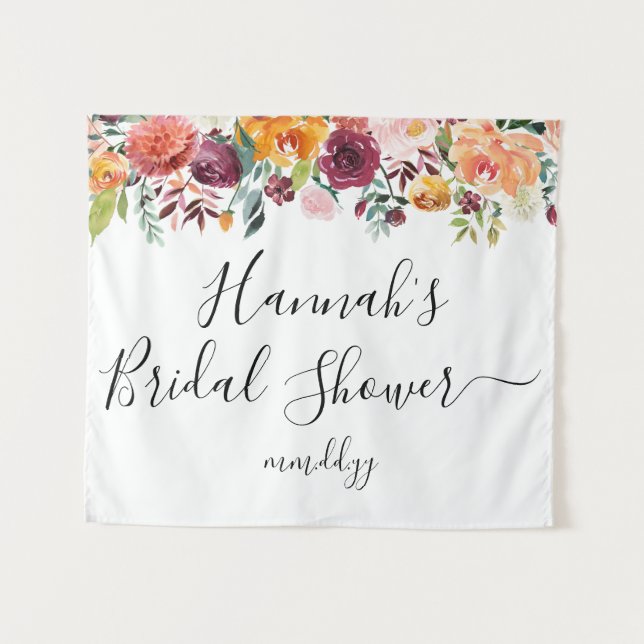 Bridal Shower Photo Booth Backdrop Fall Boho Prop Tapestry (Front (Horizontal))