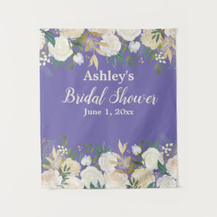 Bridal Shower Photo Booth Backdrop Purple Greenery Tapestry