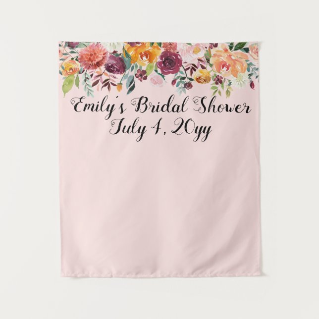 Bridal Shower Photo Booth Backdrop Watercolor Prop Tapestry (Front)