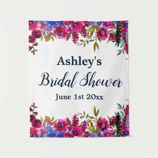 Bridal Shower Photo Booth Backdrop Wildflower Prop Tapestry (Front)