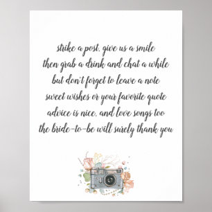 Bridal shower photo booth guest book poster