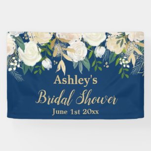Bridal Shower Photo Booth Navy & Gold Floral Prop Banner