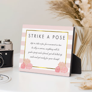 Bridal Shower Photo Booth Sign Plaque Pink Stripe