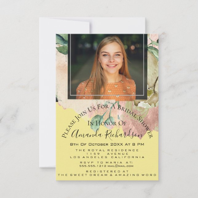 Bridal Shower Photo Floral GraduatioN Party Invitation (Front)