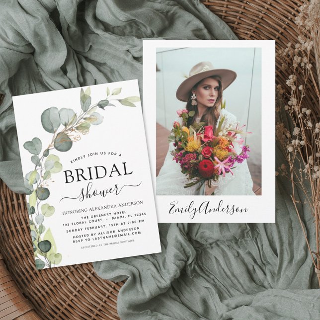 Bridal Shower Photo Greenery Eucalyptus Invitation (Creator Uploaded)