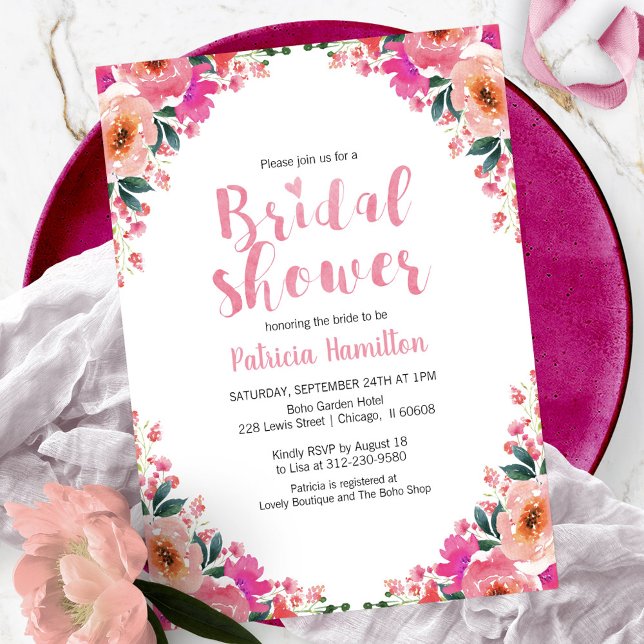 Bridal Shower Photo Invitations Floral Watercolor (Creator Uploaded)
