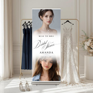 Bridal Shower Photo Timeline Banner, Miss to Mrs Retractable Banner