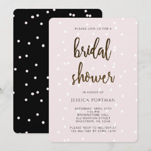 Bridal Shower Pink and Black with Pretty Confetti Invitation