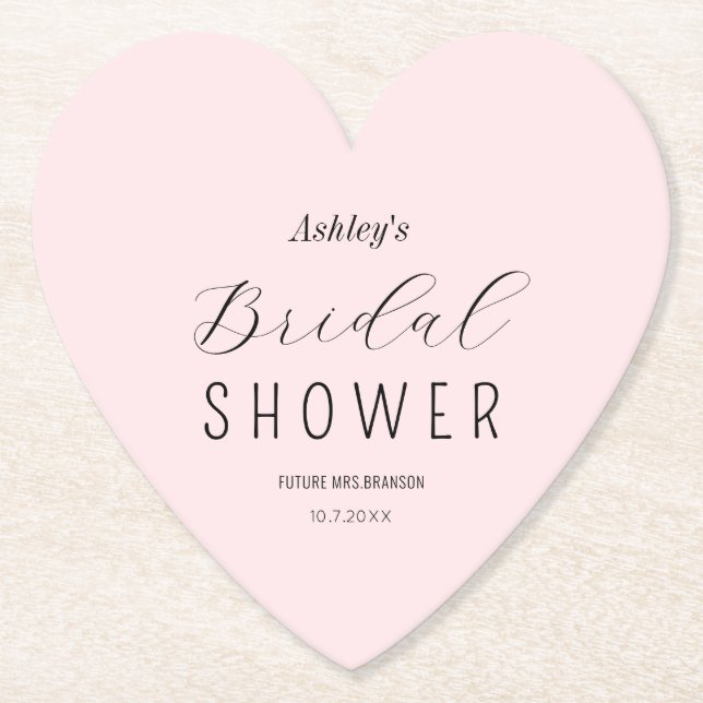 Bridal Shower Pink Black Chic Coaster (Front)