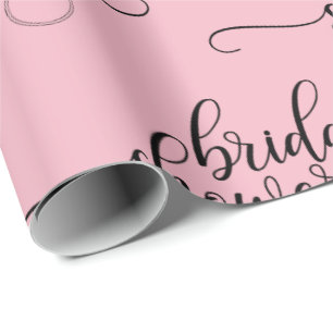 BRIDAL SHOWER pink black RING script calligraphy Wrapping Paper
