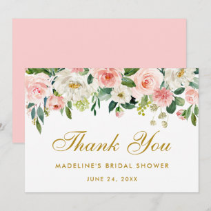 Bridal Shower Pink Blush Floral Gold Thanks P Invitation