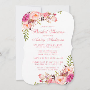 Bridal Shower Pink Blush Floral Invitation PSB