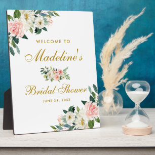 Bridal Shower Pink Blush Gold Floral Welcome Plaque