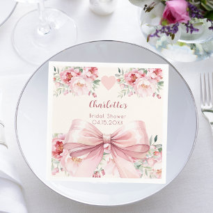 Bridal Shower pink bow cream bottle Napkin