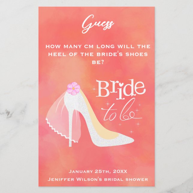 Bridal Shower Pink Bride to Be Party Games (Front)