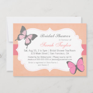 Bridal Shower, Pink Butterflies Invitation