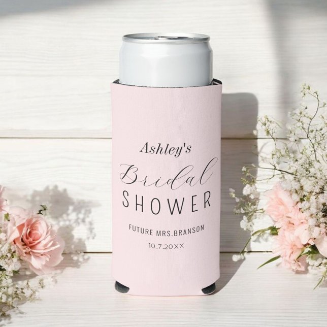 Bridal Shower Pink Chic Minimalist  Seltzer Can Cooler (Creator Uploaded)