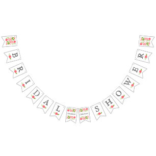 Bridal shower pink-coral wild flowers wedding bunting 