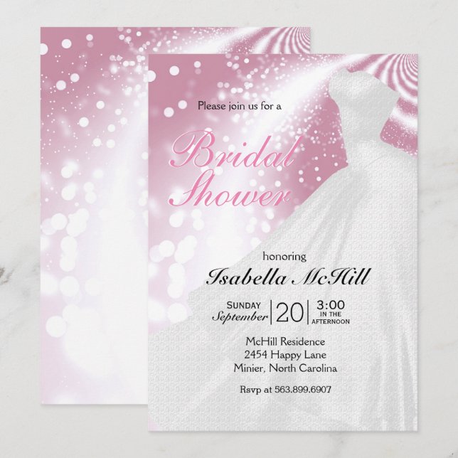 Bridal Shower - Pink Elegant Invitation (Front/Back)