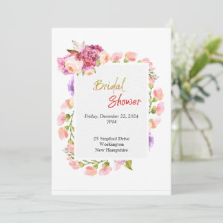 Bridal Shower, pink floral border Invitation