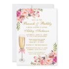 Bridal Shower Pink Floral Brunch Bubbly Gold