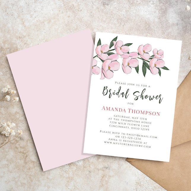 Bridal Shower Pink Floral Cherry Blossoms  Invitation (Creator Uploaded)
