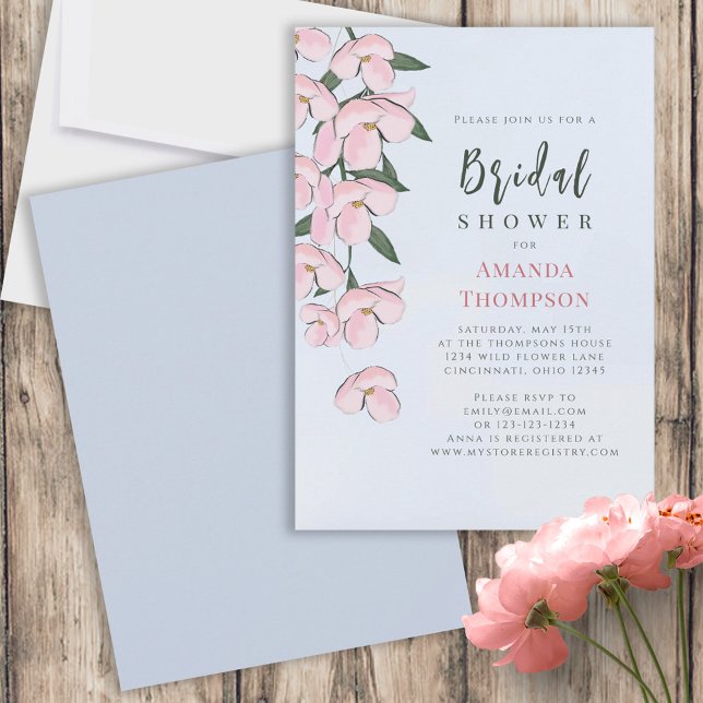 Bridal Shower Pink Floral Cherry Blossoms  Invitation (Creator Uploaded)