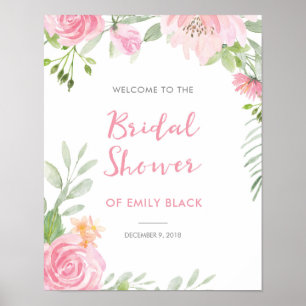 Bridal Shower pink floral Welcome Sign