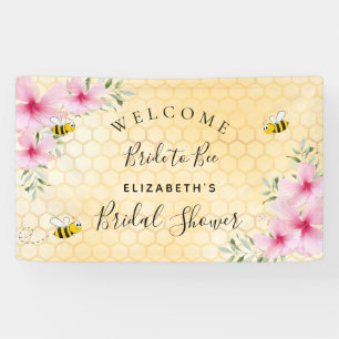 Bridal Shower pink florals honeycomb bride to bee Banner