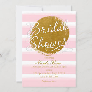 BRIDAL SHOWER Pink Gold Foil Watercolor Invitation
