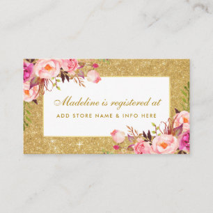 Bridal Shower Pink Gold Glitter Registry Insert