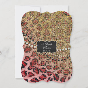 Bridal Shower Pink Gold Leopard Animal Print Invitation