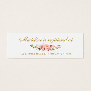 Bridal Shower Pink Gold Registry Insert Card