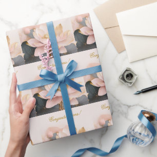Bridal Shower Pink Lotus Congratulations! Wrapping Paper