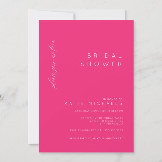 BRIDAL SHOWER | Pink Minimalist Invitation (Front)