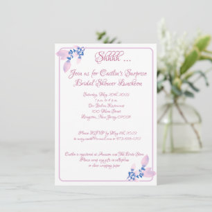 Bridal Shower, Pink Outline Watercolor Invitation