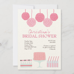 Bridal Shower Pink Party Ruffle Cake Invite