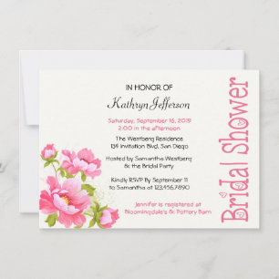 Bridal Shower Pink Peony Floral Invitation