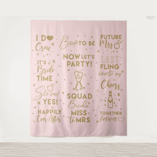 Bridal Shower pink photo booth Backdrop banner Tapestry (Front)