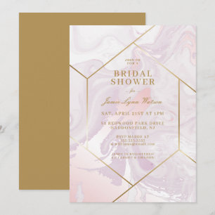 BRIDAL SHOWER Pink Purple Marble Swirl Invitation