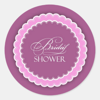 Bridal Shower Pink Purple Polka Classic Round Sticker