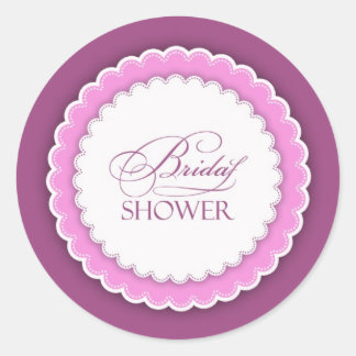 Bridal Shower Pink Purple Polka Classic Round Sticker