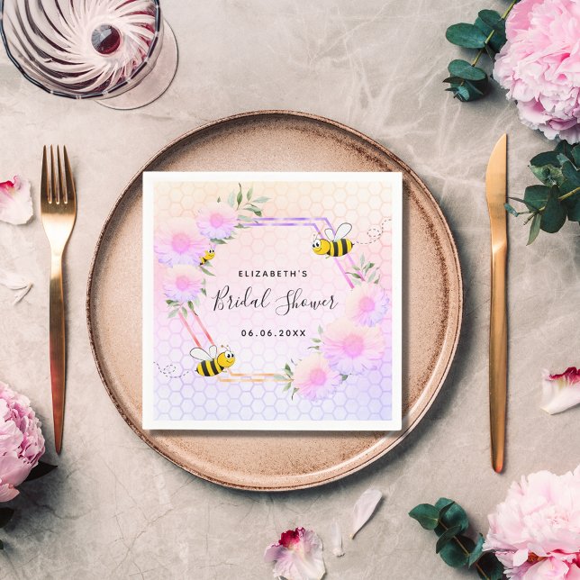 Bridal shower pink rainbow greenery bride to bee napkin (Creator Uploaded)