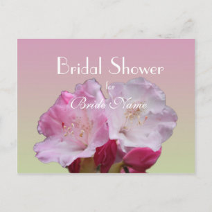 Bridal shower, pink rhododendron flowers invitation postcard