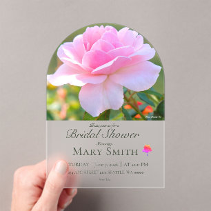 Bridal Shower (Pink Rose) Acrylic Invitations