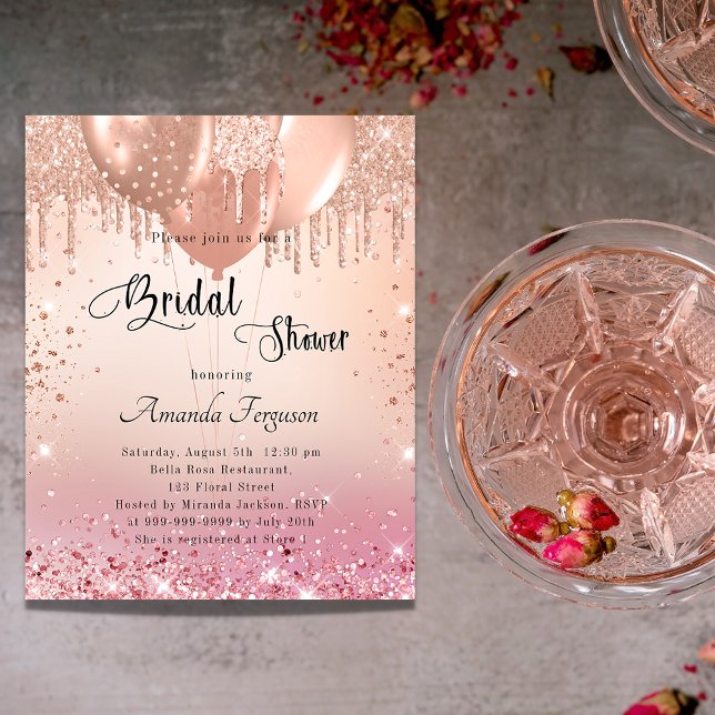 Bridal Shower pink rose balloons invitation (Creator Uploaded)