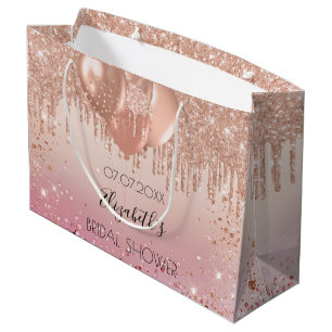 Bridal shower pink rose balloons large gift bag
