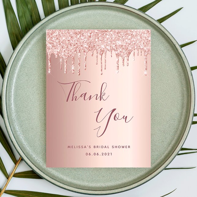 Bridal Shower pink rose gold thank you Postcard (Creator Uploaded)