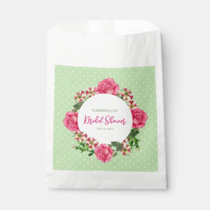 Bridal Shower Pink Rose Red Petunia Polka Dots Favour Bags